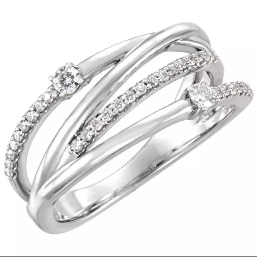 New 925 Silver Stackable Multi Layer Diamond Ring